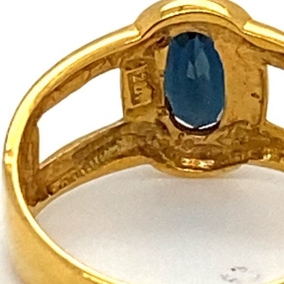 Blue Sapphire 1.44ct Solid 21K Yellow Gold Ring - Picture 8 of 9